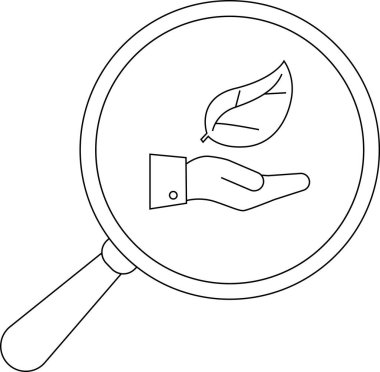 Büyüteç, doğayı keşfeden bir yaprak sunan bir eli gözler önüne seriyor.