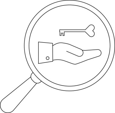 Kalp şeklindeki anahtarı tutan bir ele odaklanan büyüteç