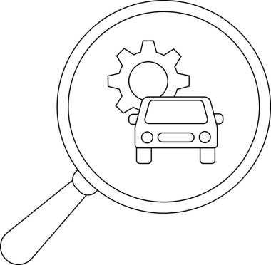 Bir büyüteç, siyah çizgili bir vites ile kaplanmış bir arabayı ortaya çıkarıyor.