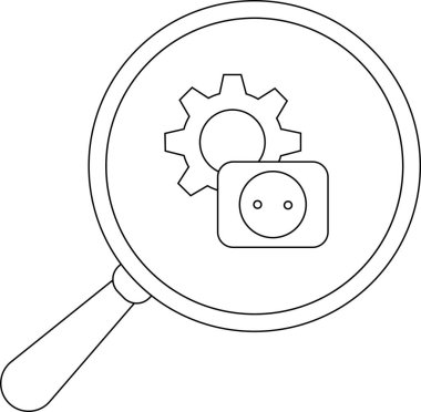 Bir büyüteç, teknik tanı koymayı öneren bir dişli ve prizi ortaya çıkarır.