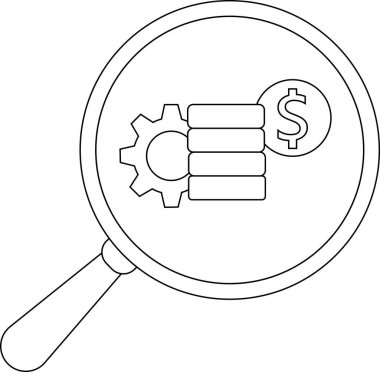 Dikdörtgen bir dişli ve bir dolar işareti üzerine büyüteç.