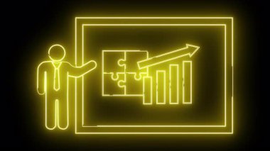 Bir sunucu bulmaca haritası okunun sarı neon çizimi ve siyah bir arkaplan üzerinde dikdörtgen