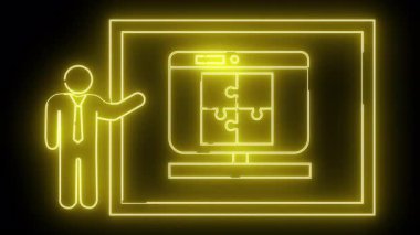 Siyah arkaplan üzerinde yapboz olan Neonstyle grafik sunucu ekranı