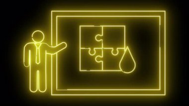 Sarı neon çizgili yapboz çerçevesini siyaha bırak