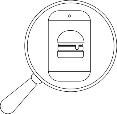 Hamburger simgesini gösteren akıllı telefon ekranını gösteren büyüteç