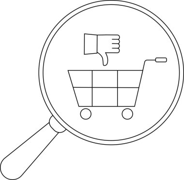 Bir büyüteç, üzerinde başparmak indirme simgesi olan bir alışveriş arabasını gösterir.