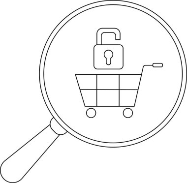 Büyüteç açık asma kilitli el arabasını gösteriyor.