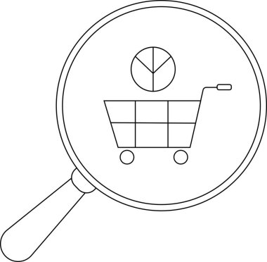 Büyüteç sadece bir alışveriş arabası ve pasta çizelgesi gösteriyor.