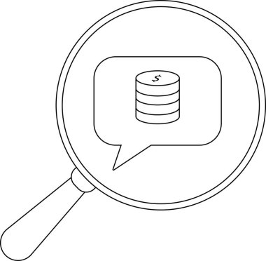 Para yığınının ana hatlarını büyüteç altındaki bir konuşma baloncuğunun içinde çiz