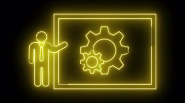 İki vitesli bir ekranı gösteren neon sarısı bir sunucu