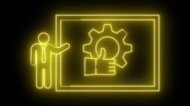 Aydınlatılmış sarı neon çizgiler sunucu ekranı vites kolunu gösterir