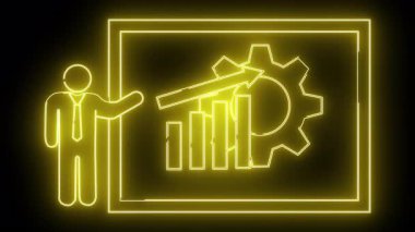 Ekrandaki bir şekil çubuğunun sarı neon grafiği ok teçhizatı