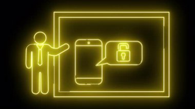 Parlayan sarı neon sanat şaheseri sunar: Gezici güvenlik kilidi açık