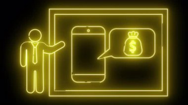 Sarı neon tasarım insan ekranlı telefon para çantası