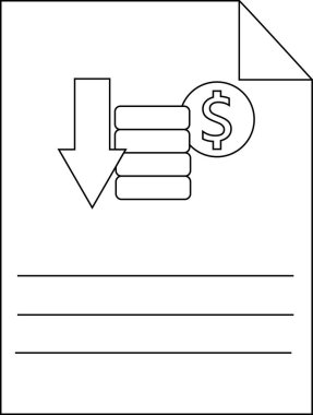 Bozuk paraların ve bir dolar işaretinin yanında aşağı doğru bir ok gösteren belge