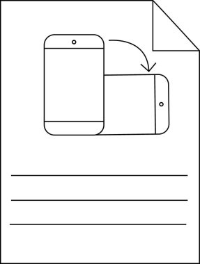 İki telefon boş çizgiler üzerinde kavisli okla yatay olarak dönüyor.