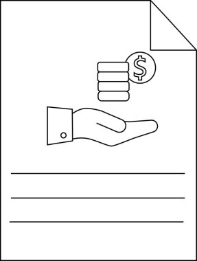 Metin için satırları olan bir belgenin üzerinde para tutan bir elin resmi sayfanın üst köşesi katlanır