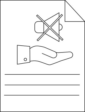 Grafik, metin için satırların üzerinde çapraz hoparlör tutan eli bir belgeyi gösterir