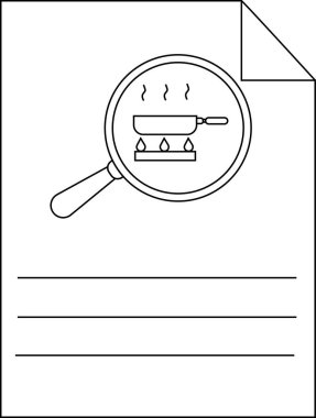 Satır sanatı, bir yemek sahnesinin üzerinde bir büyüteç gösteriyor.