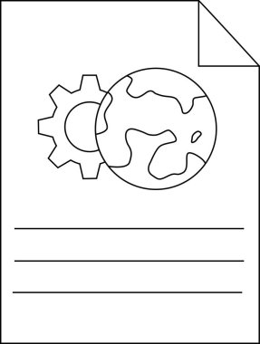 Resim, beyaz arkaplan üzerinde siyah çizgiler halinde katlanmış boş dişli dünya çizgilerini gösterir