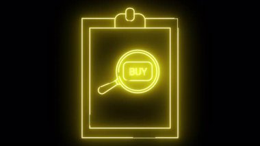 Bir pano büyütecinin sarı neon simgesi ve siyah arka plana karşı 