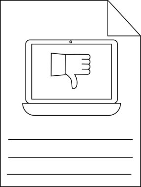 Bir belge ekranda geri bildirim ya da onaylamamayı öneren bir dizüstü bilgisayar simgesi gösterir