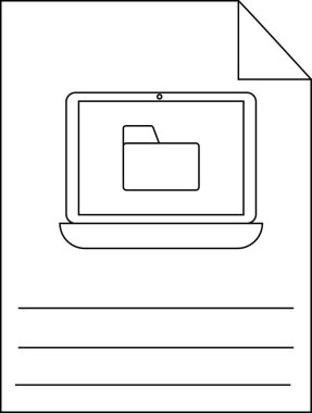 Bir belge ekranda dizini ve yazılacak satırları olan bir dizüstü bilgisayarı gösterir