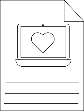 Kalbin yazmak için üç satırını gösteren dizüstü bilgisayarlı bir belge.