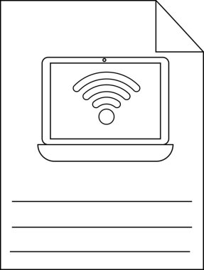 Bir Wi-Fi sinyal simgesinin yer aldığı ve notlar için ayarlanmış dizüstü bilgisayarlı bir belge