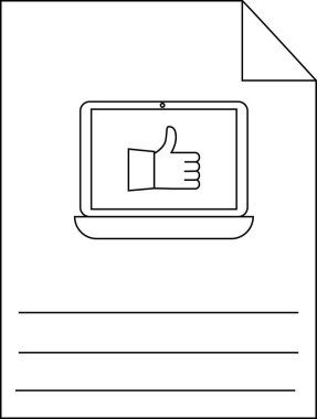 Sayfanın köşesinde üç satırlık bir simge bulunan dizüstü bilgisayarlı bir sayfa katlanır