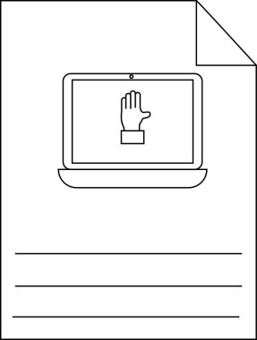 El hareketi gösteren dizüstü bilgisayarın altındaki satırların olduğu belge Sayfa köşesi katlanır