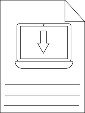 Satır resimleri dizüstü bilgisayarı olan bir belgeyi gösterir ve üzerine üç satırın üzerindeki oku indirir
