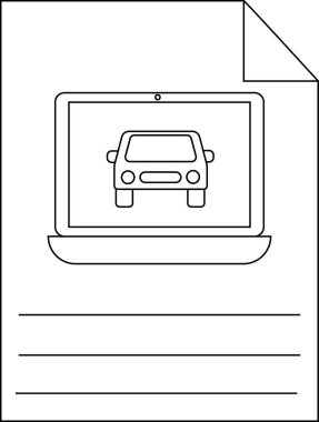 Bir belge, ekranında üç satırın üzerinde bir araba olan bir dizüstü resmi gösterir