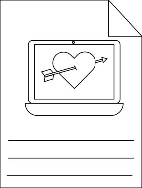 Dizüstü bilgisayarda okla delik deşik edilmiş kalp satırları gösterilir