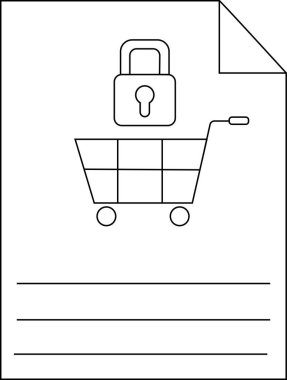 Aşağıdaki satırların bulunduğu bir belgede, alışveriş arabasının üstündeki taslak illüstrasyon kilidi