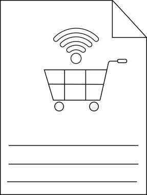 Üstünde Wi-Fi olan alışveriş arabası sembolü aşağıdaki satırların olduğu bir belgede
