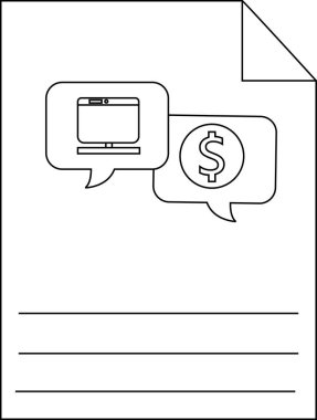 Bir belge, üç satırın üzerinde dolar işareti olan bir numaralı monitörlü sohbet baloncuklarını görüntüler.