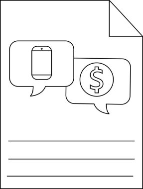 Görüntü, içinde bir telefon ve bir dolar işareti olan üç yatay çizgili iki konuşma kabarcığını gösteriyor.
