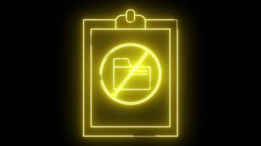 Bir sarı neon simgesi. Dizin sembolü olmayan bir pano. Satır çizili bir dizin.