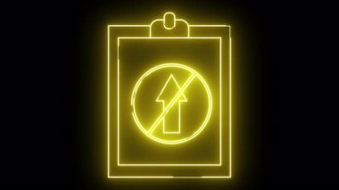 Siyah arkaplana bir sembol yüklemeyen parlak sarı neon pano