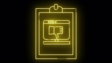 Siyah bir arkaplan üzerinde parlayan bir panoda gösterilen neonstyle küçük başparmak simgesi