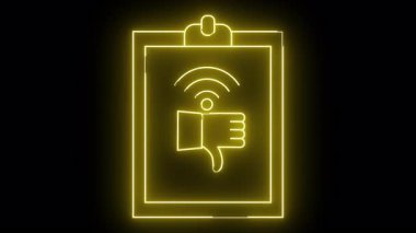 Sarı neon pano, üzerinde kablosuz internet sembolü olan bir elin baş parmağını aşağı uzattığını gösteriyor.