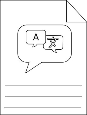 İngilizce ve Çince karakterlerin yer aldığı çevirileri sohbet baloncukları ile gösteren bir belge