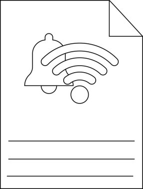 Üç yatay çizginin üzerinde bir WiFi sembolü bulunan bildirim çanı içeren bir belge