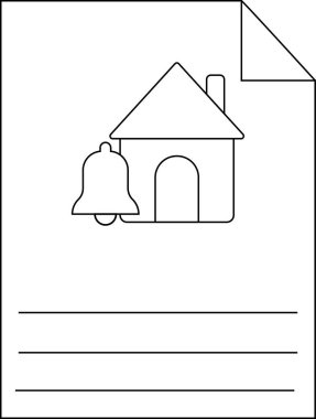 Bir evle ilgili bir belge bir uyarı zili ve yazmak için üç satır