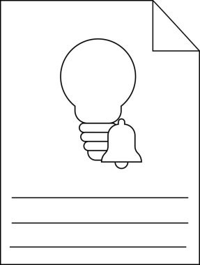 Sayfadaki simge bir ampul ve altında yazmak için satırlar olan bir çan gösterir