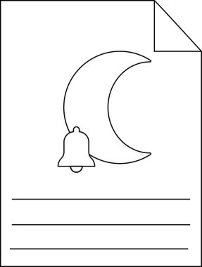 Yazmak için ay çanı çizgileri olan bir sayfa kağıt.