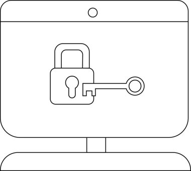 Resim ekranında asma kilit ve anahtar olan bir monitör gösterir
