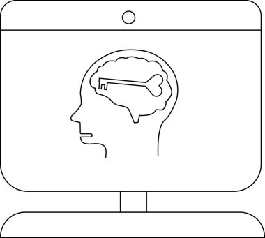 Monitörde beyni olan bir kafa görülüyor. Anahtar beynin içinde duruyor.