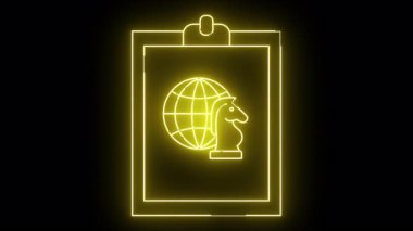 Bir satranç şövalyesini elinde tutan bir panonun Neonstyle çizimi.